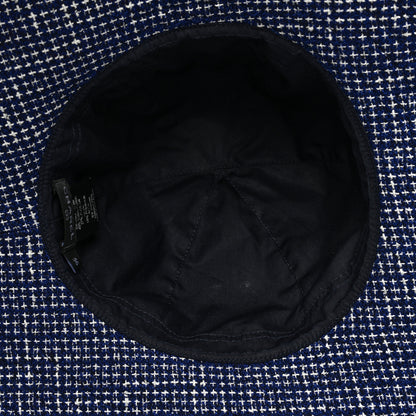 Chanel Tweed Cotton Wide Brim Hat 56 Navy White Black 7 of 8