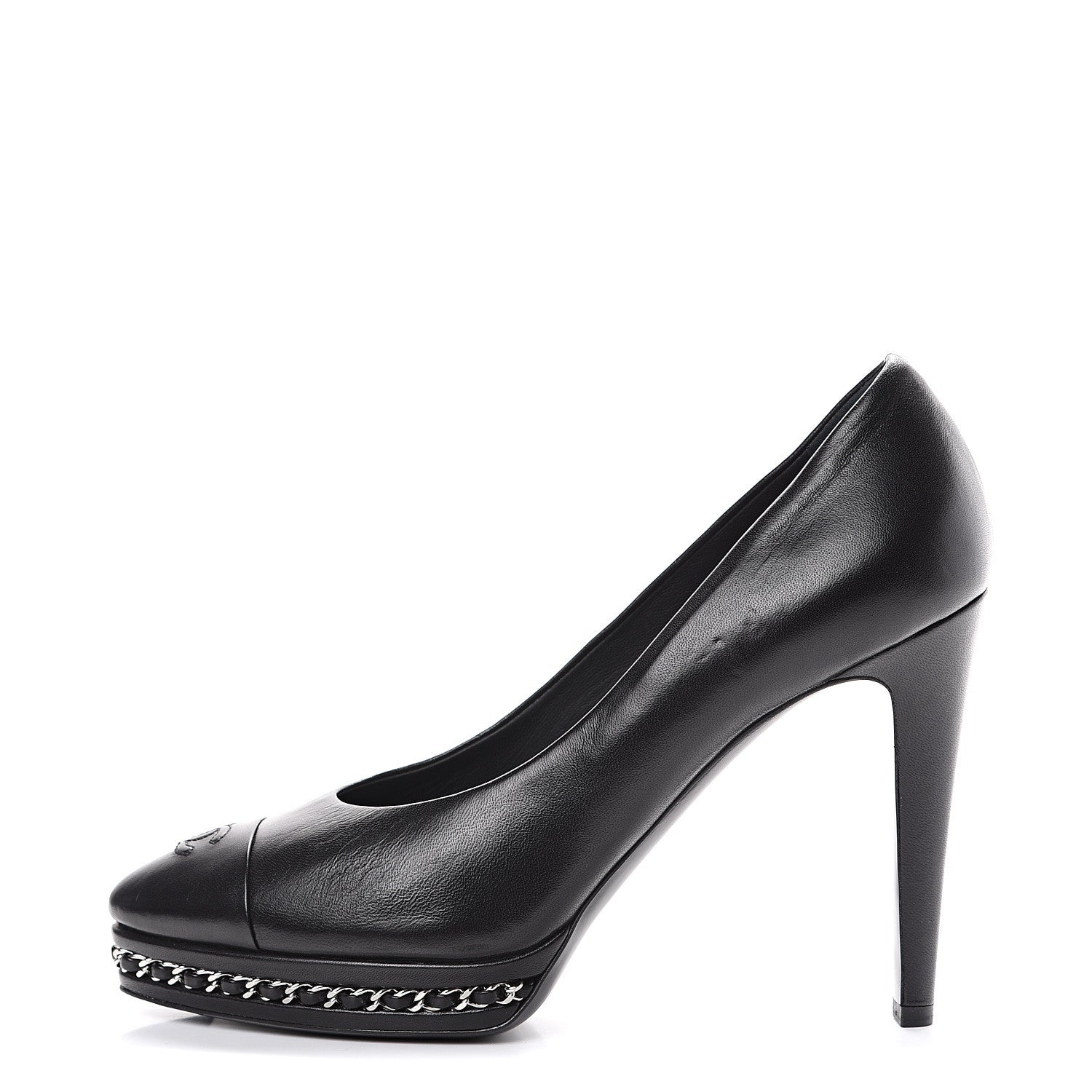Chanel Lambskin CC Cap Toe Platform Chain Pumps 39 Black 1 of 11
