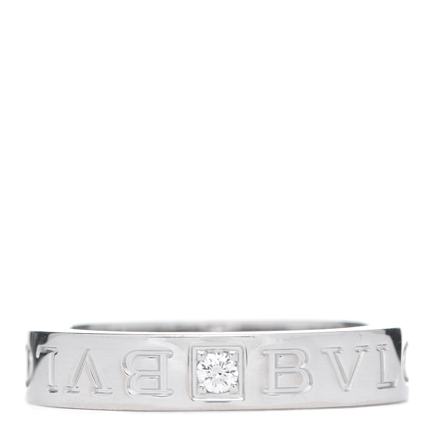 Bulgari 18K White Gold Diamond B.Zero1 Essential Band Ring 51 5.75 1 of 4