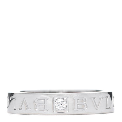 Bulgari 18K White Gold Diamond B.Zero1 Essential Band Ring 51 5.75 1 of 4