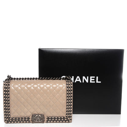 Chanel Calfskin Quilted Large Boy Chained Flap Beige 5 of 9