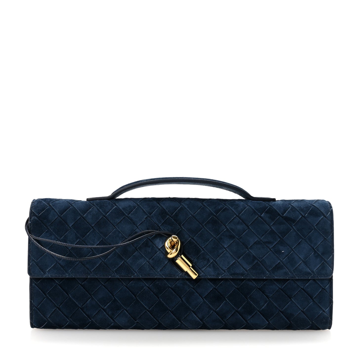 Suede Intrecciato Long Andiamo Top Handle Clutch Nocturnal