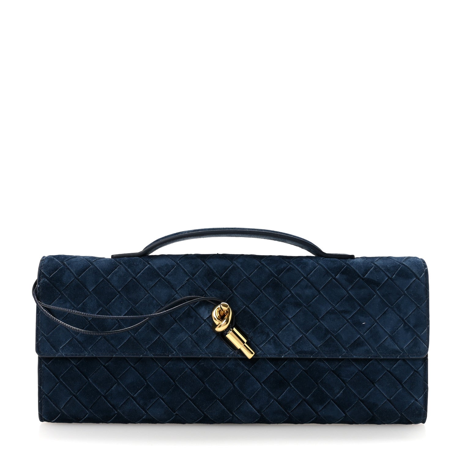 Bottega Veneta Suede Intrecciato Long Andiamo Top Handle Clutch Nocturnal 1 of 6