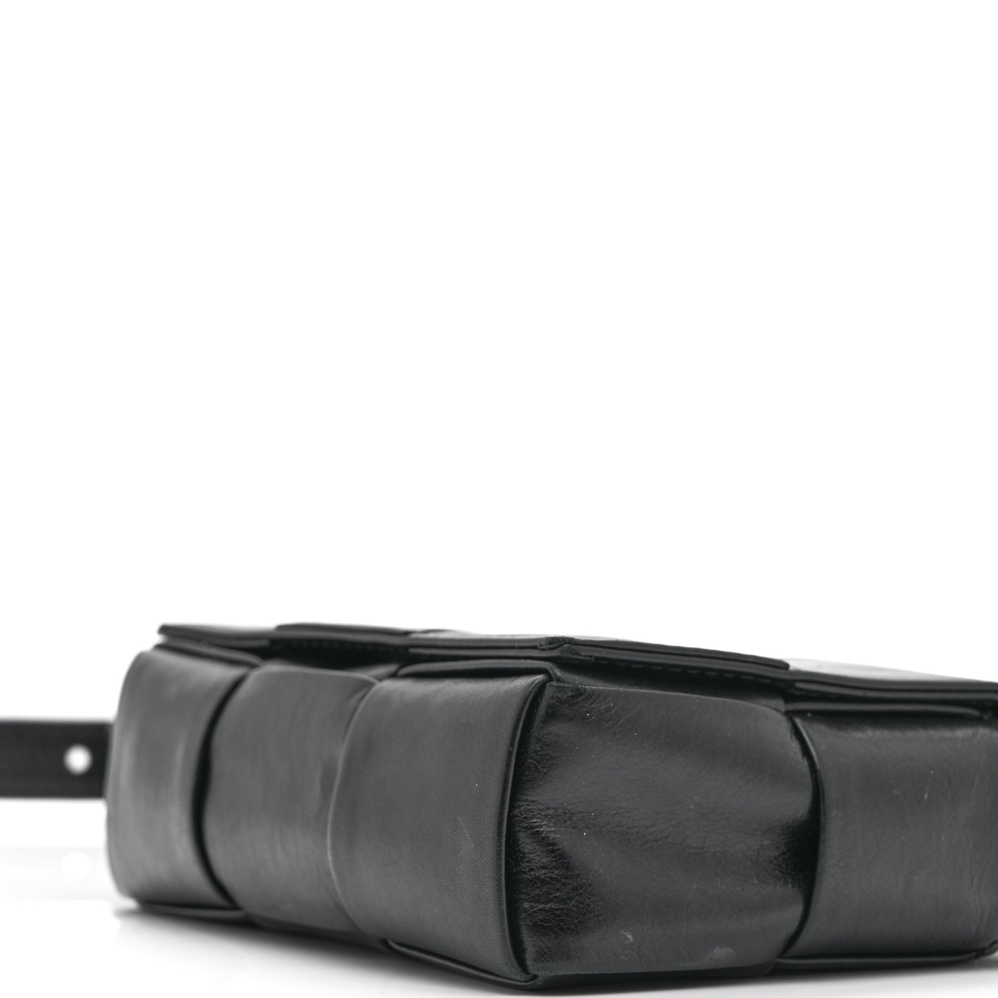 Crinkled Lambskin Maxi Intrecciato Extra Mini Cassette Crossbody Bag Black