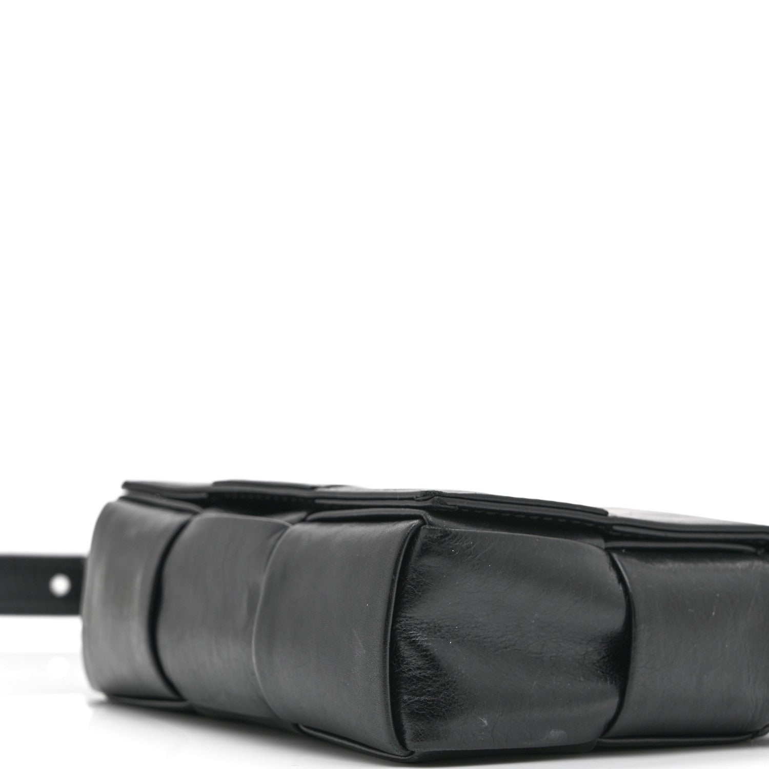 Bottega Veneta Crinkled Lambskin Maxi Intrecciato Extra Mini Cassette Crossbody Bag Black 9 of 9