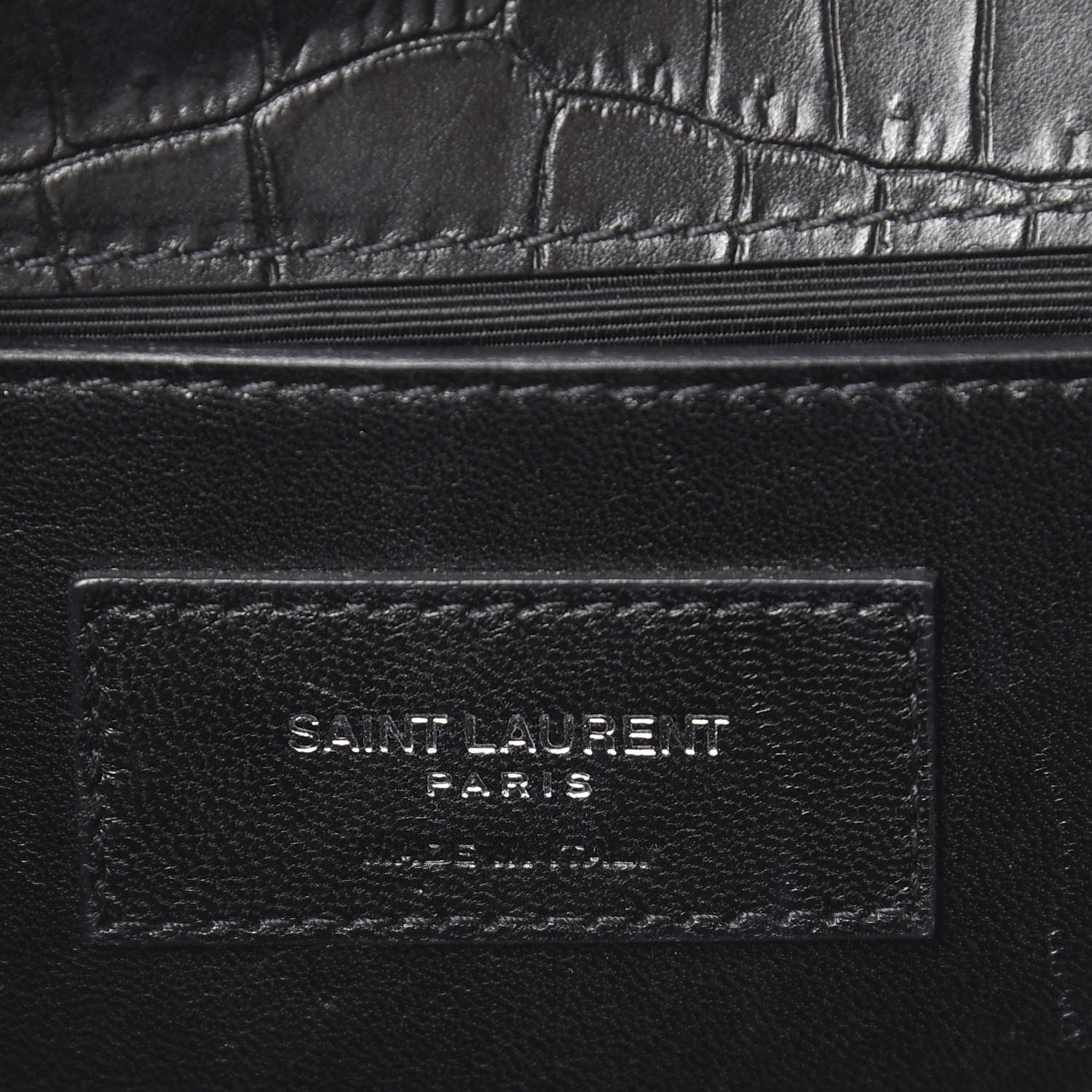 Saint Laurent Calfskin Crocodile Embossed Monogram Small Kate Tassel Satchel Black 5 of 10