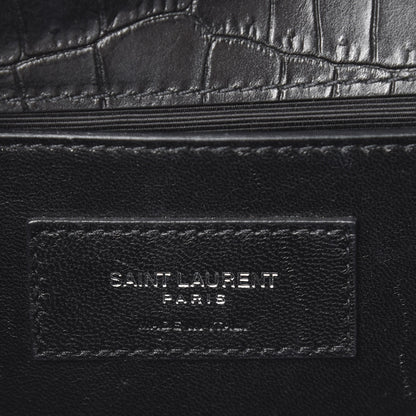 Saint Laurent Calfskin Crocodile Embossed Monogram Small Kate Tassel Satchel Black 5 of 10