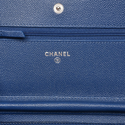 Chanel Caviar Chevron Wallet On Chain WOC Navy 6 of 8