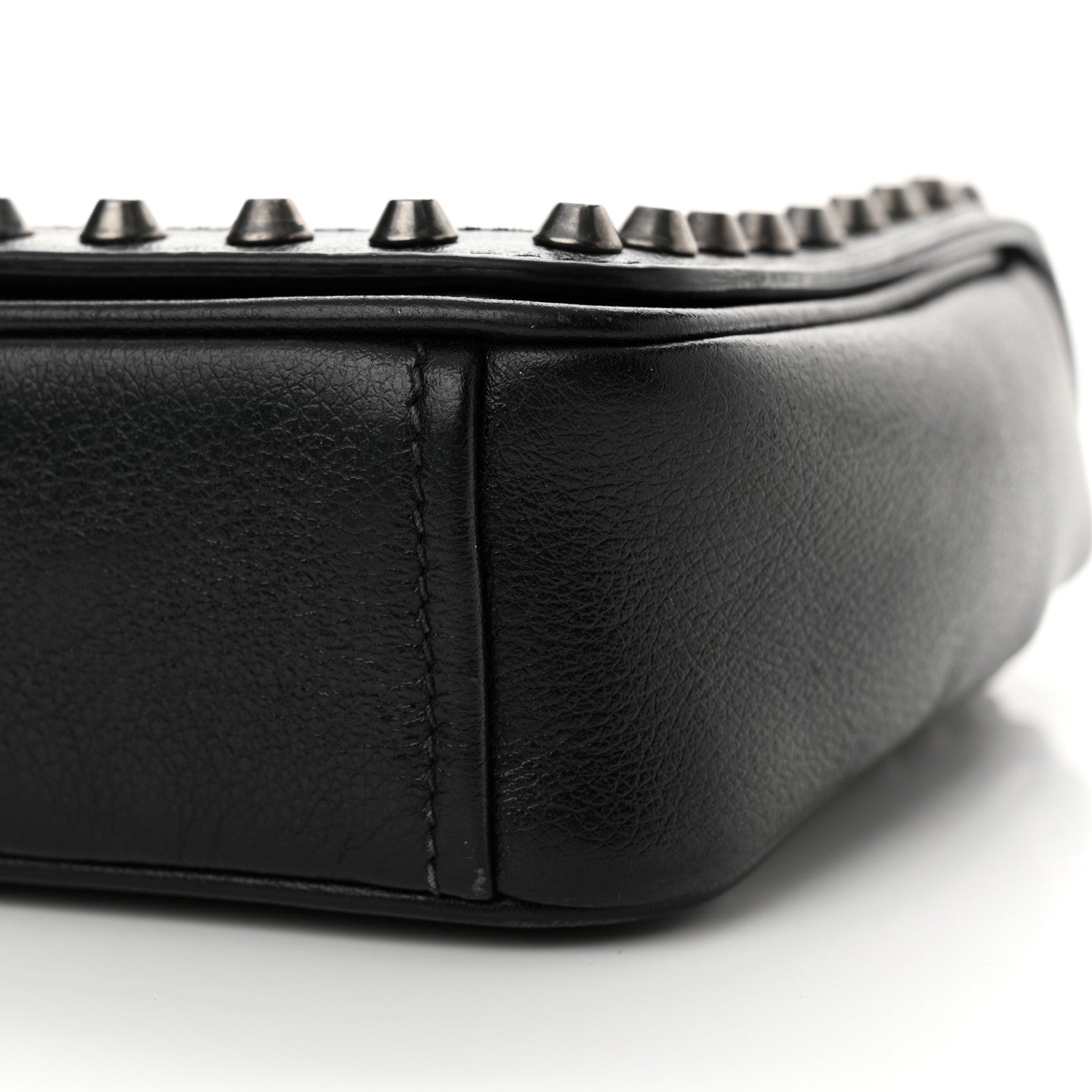 Prada Glace Calfskin Studded Crossbody Black 10 of 14