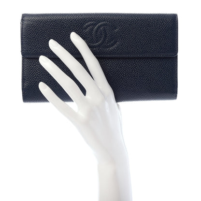 Chanel Caviar Timeless CC Large Flap Wallet Navy Blue 2 of 7