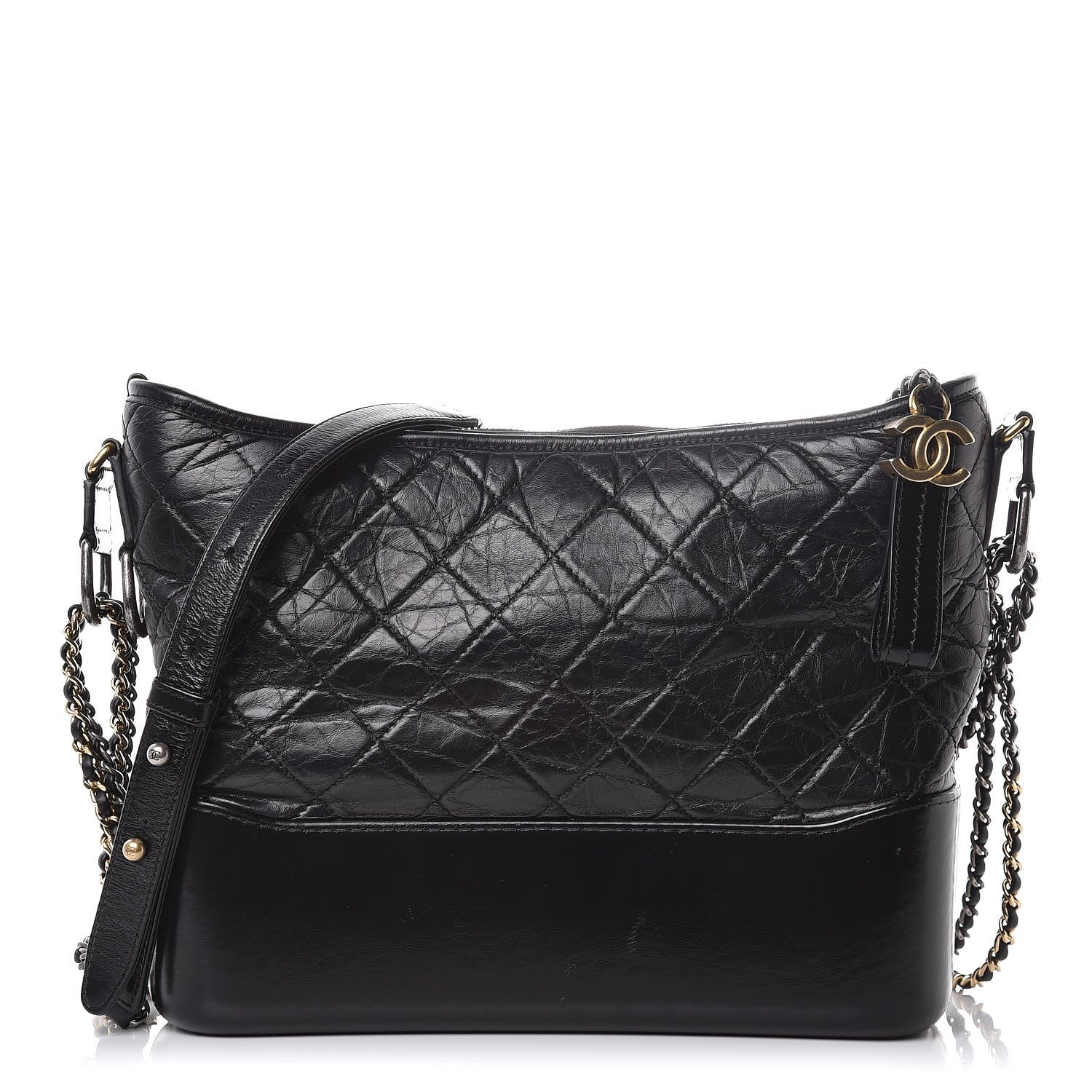 Chanel Aged Calfskin Quilted Medium Gabrielle Hobo Black 1 of 9