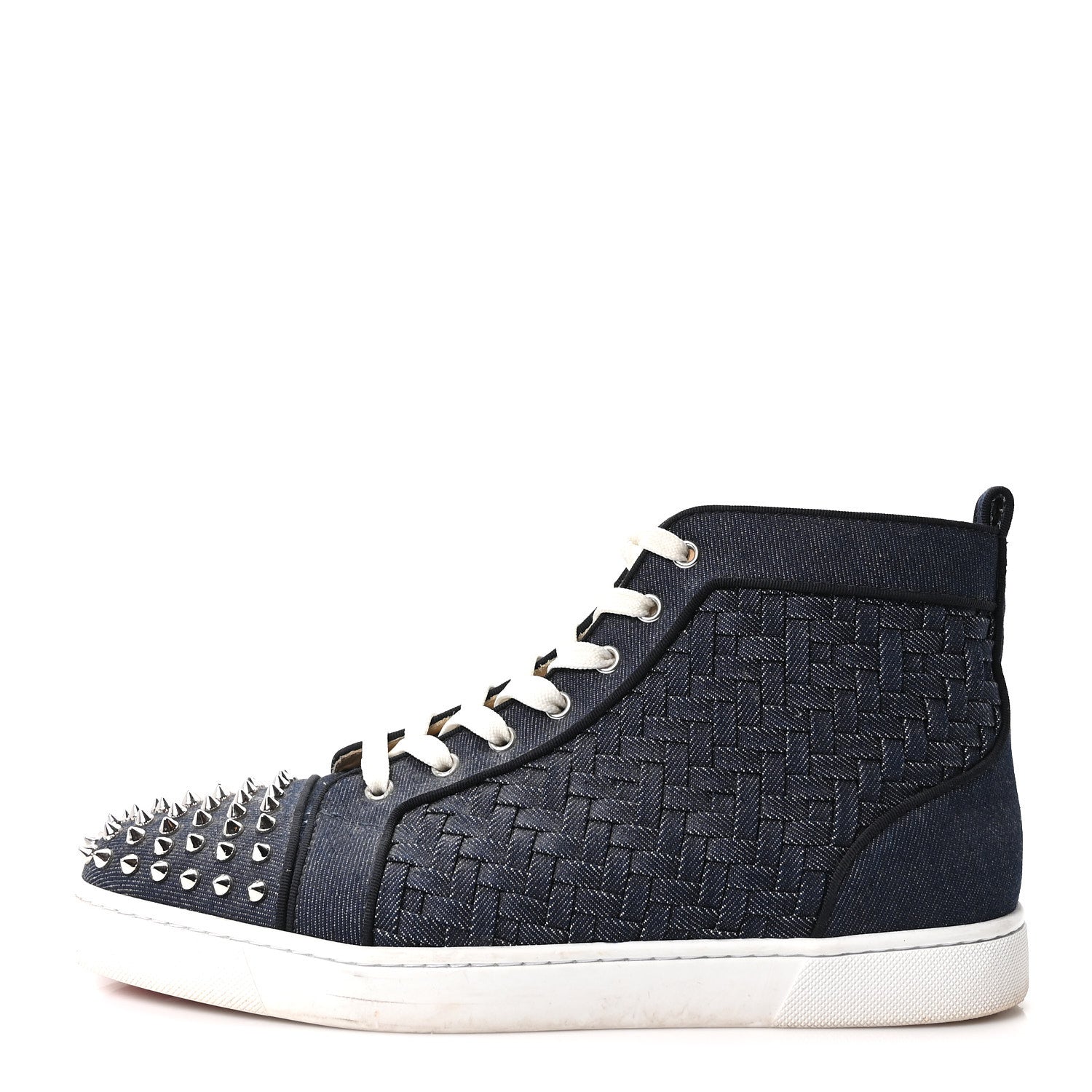 Christian Louboutin Denim Woven Lou Spikes Flat Sneakers 44.5 Blue 1 of 9