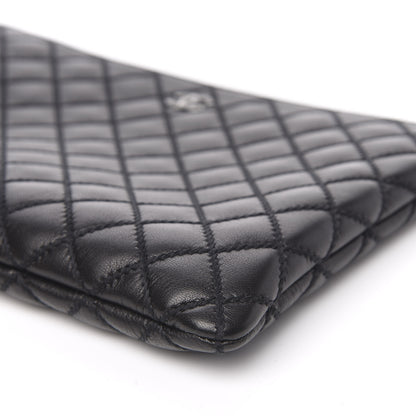 Chanel Sheepskin Stitched Lacquered CC Medium Cosmetic Case Black 9 of 11