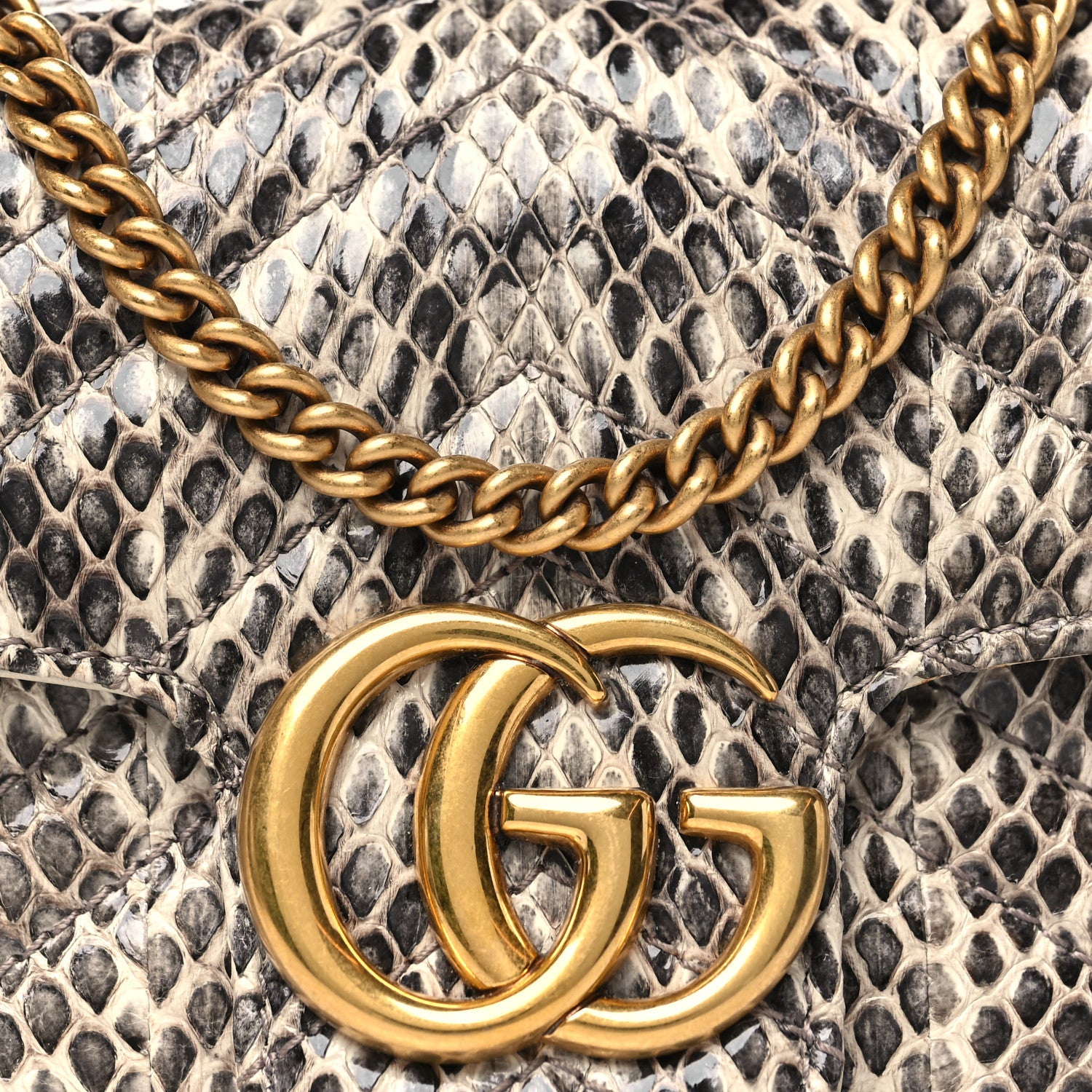 Gucci Snakeskin Matelasse Super Mini GG Marmont Shoulder Bag Roccia 8 of 11