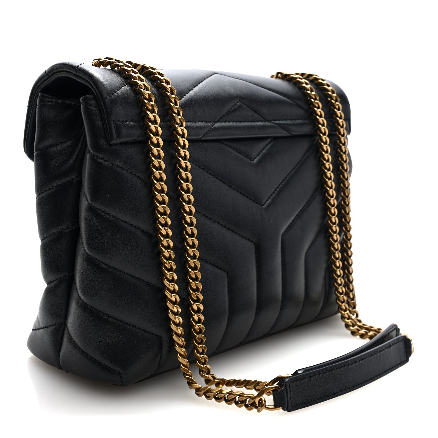 Saint Laurent Calfskin Y Quilted Monogram Small Loulou Chain Satchel Black 3 of 10
