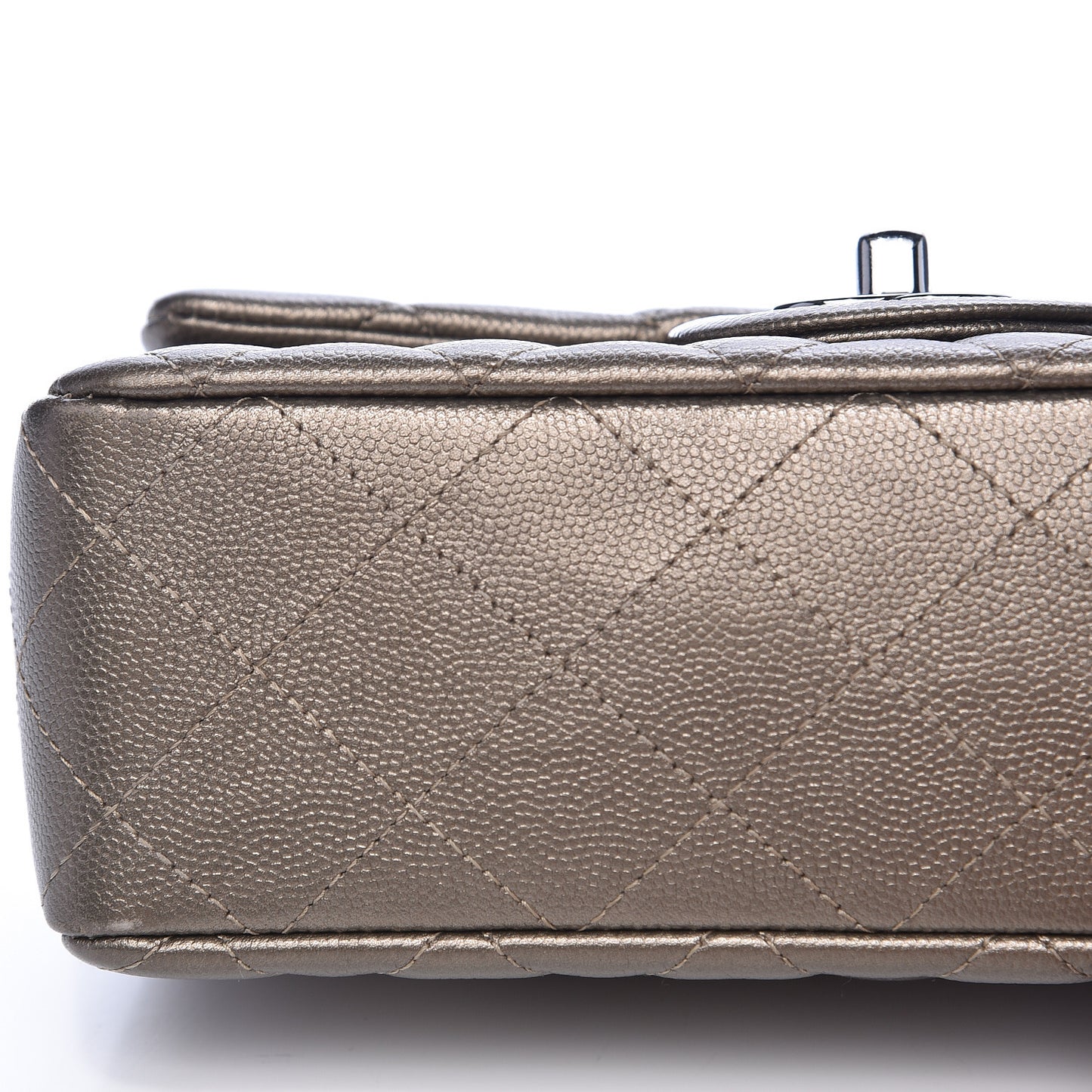 Metallic Caviar Quilted Mini Rectangular Flap Bronze