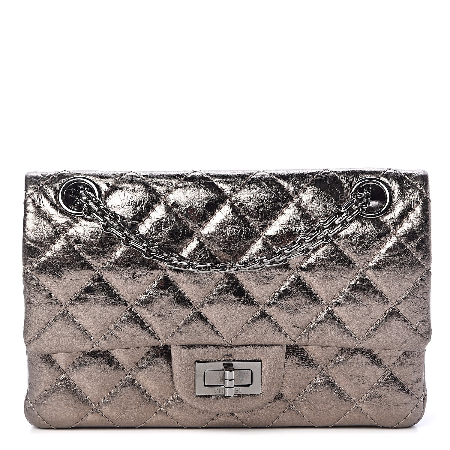 Chanel Metallic Aged Calfskin 2.55 Reissue 224 Flap Pewter 1 of 10