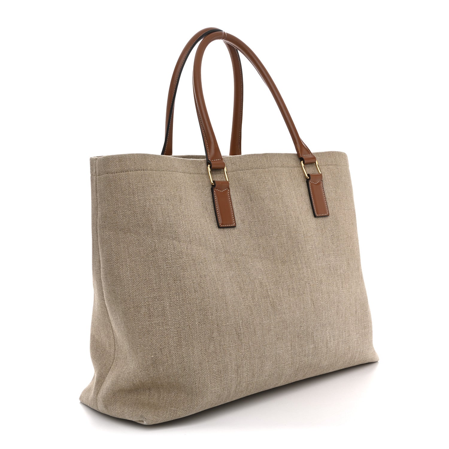 Celine Canvas Calfskin Paris Horizontal Cabas Tan 3 of 14