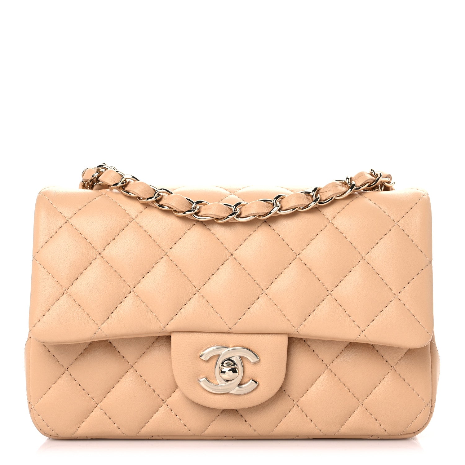 Chanel Lambskin Quilted Mini Rectangular Flap Beige 1 of 10