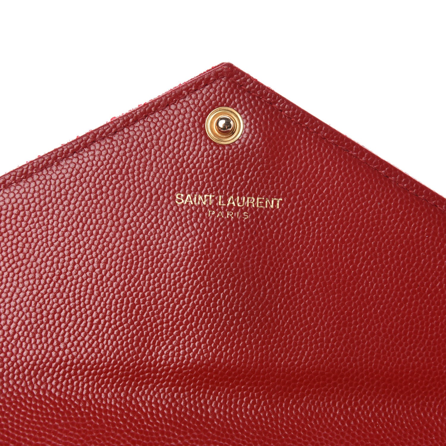 Saint Laurent Grain De Poudre Matelasse Chevron Monogram Flap Wallet Red 6 of 15