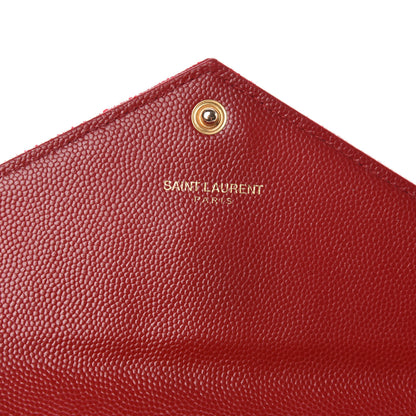 Saint Laurent Grain De Poudre Matelasse Chevron Monogram Flap Wallet Red 6 of 15