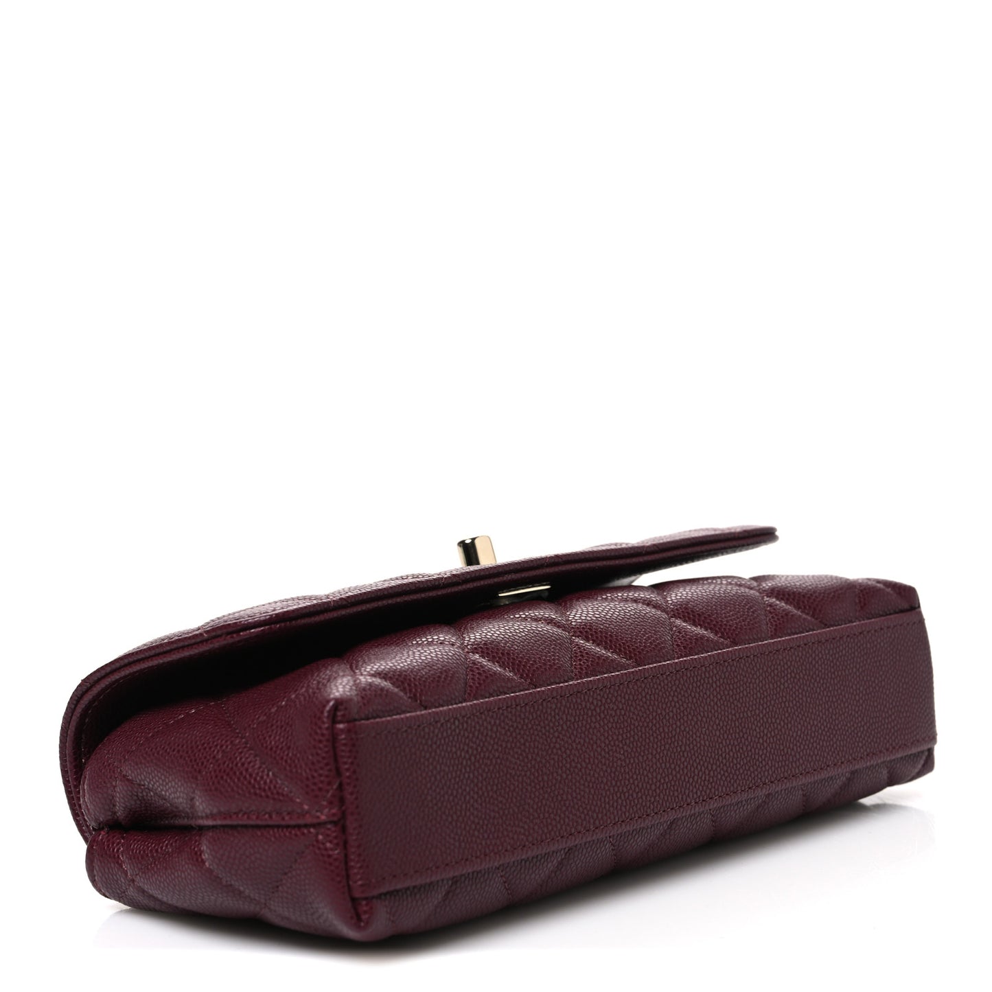 Caviar Quilted Coco Handle East West Clutch With Chain Dark Burgundy