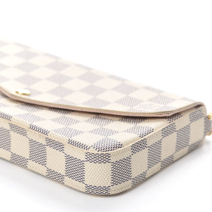 Louis Vuitton Damier Azur Pochette Felicie Chain Wallet Rose Ballerine 7 of 13