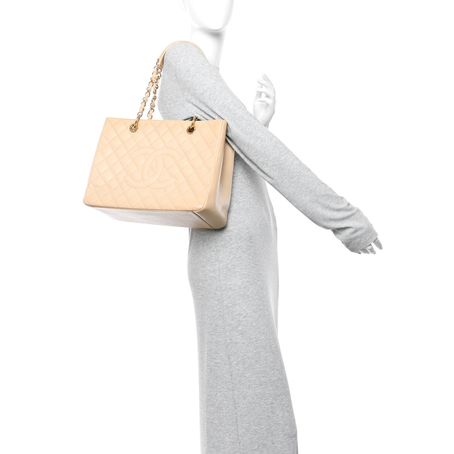 Chanel Caviar Quilted Grand Shopping Tote GST Beige Clair 2 of 11