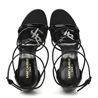 Saint Laurent Patent Cassandra 100 Ankle Strap Sandals 39.5 Black 2 of 10