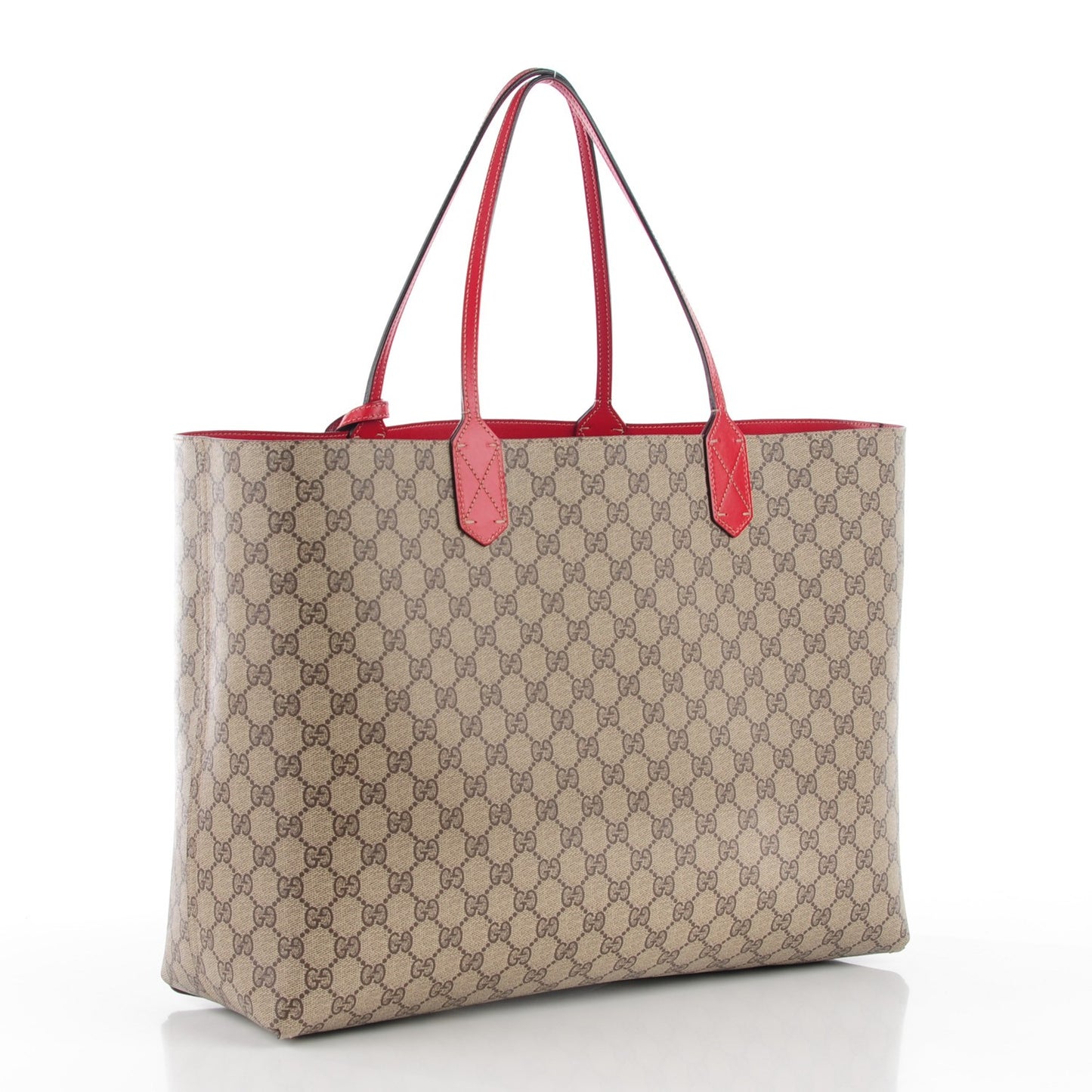 GG Supreme Monogram Large Reversible Tote Beige Red