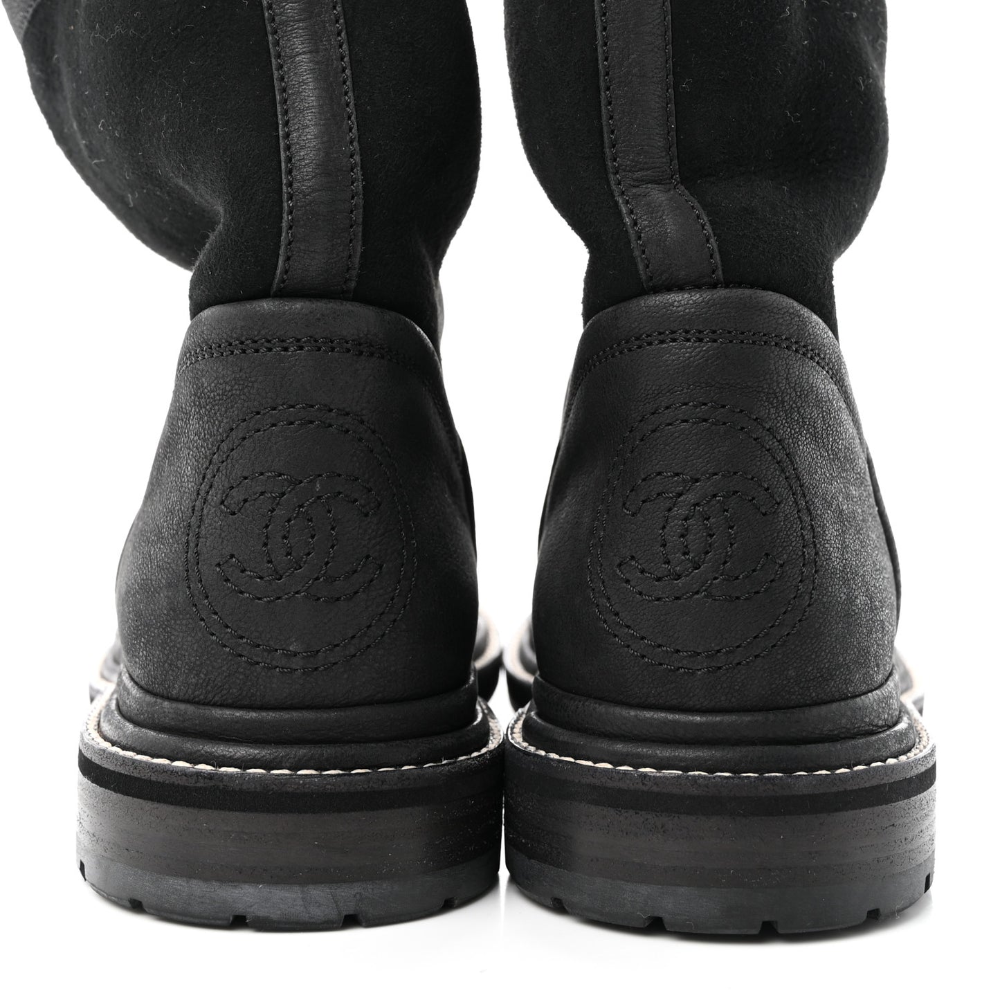 Goatskin Suede Shearling CC Short Boots 38 Black