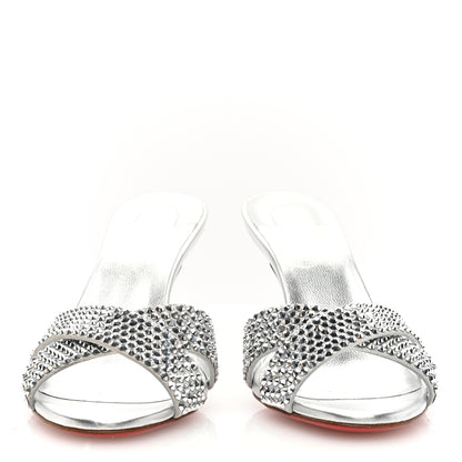 Christian Louboutin Suede Metallic Kid Lambskin Strass Mariza Is Back 85 Sandals 36 Silver 3 of 8