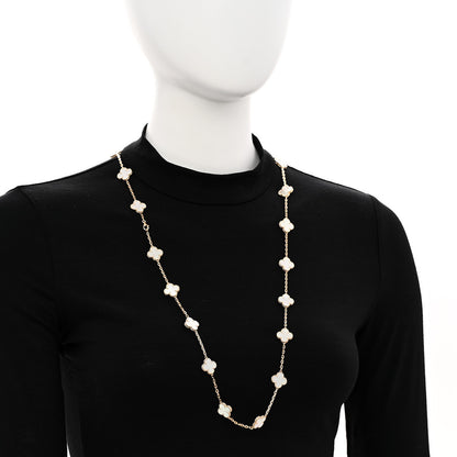 Van Cleef & Arpels 18K Yellow Gold Mother of Pearl 20 Motifs Vintage Alhambra Necklace 2 of 6