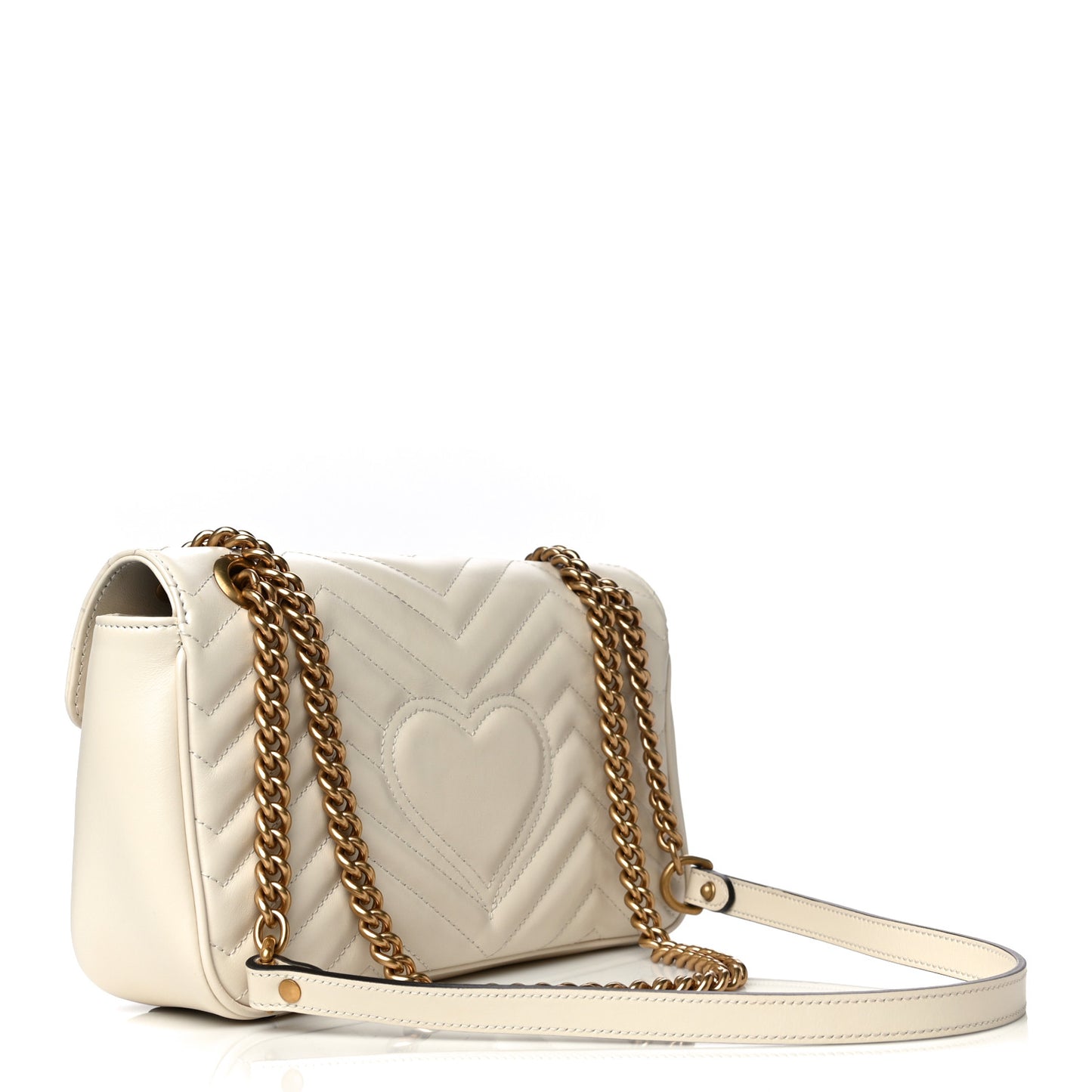 Calfskin Matelasse Small GG Marmont Shoulder Bag White