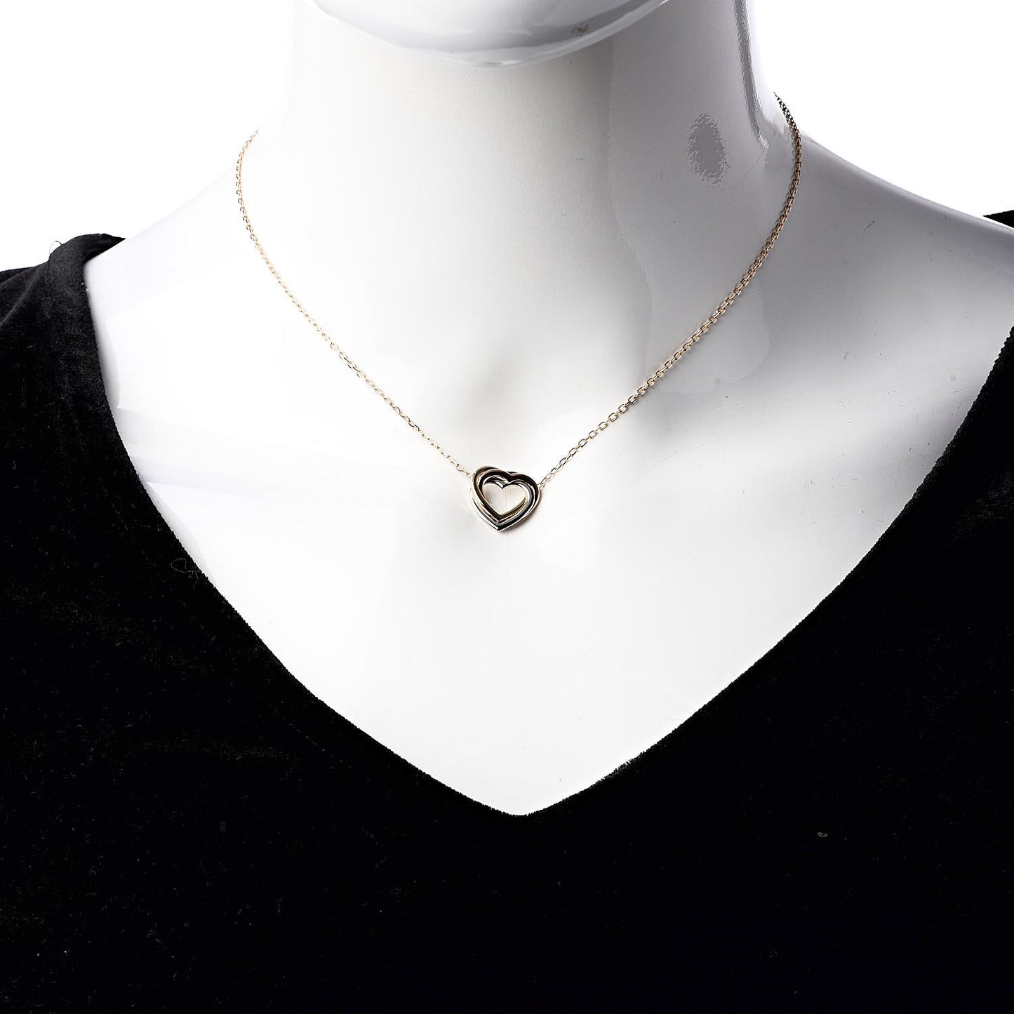 18K Pink Yellow White Gold Trinity Heart Necklace
