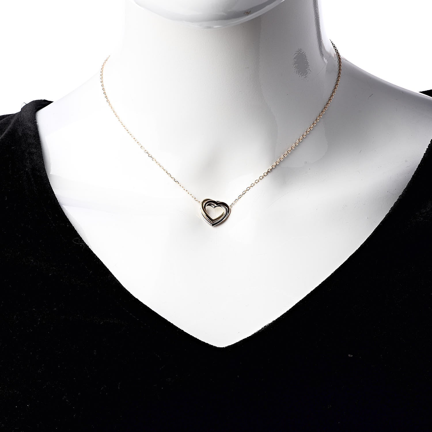 Cartier 18K Pink Yellow White Gold Trinity Heart Necklace 2 of 5