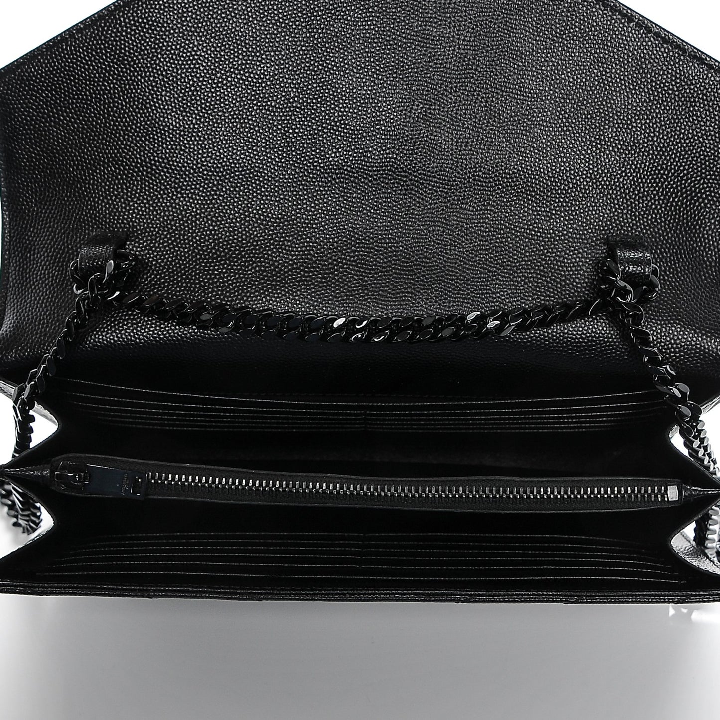 Grain De Poudre Matelasse Chevron Monogram Chain Wallet Black