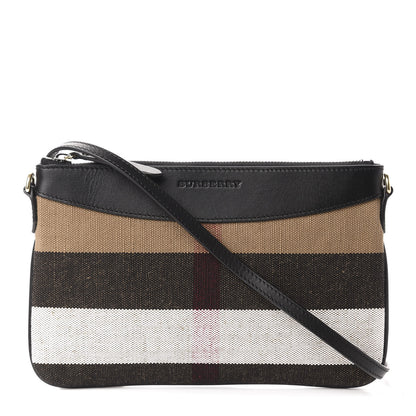 Burberry Mega Check Peyton Crossbody Clutch Bag Black 1 of 11