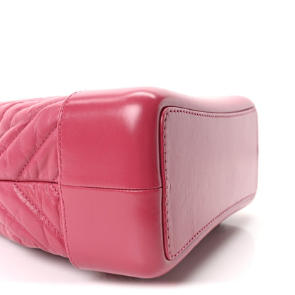 Chanel Aged Calfskin Chevron Quilted Small Gabrielle Backpack Dark Pink 9 of 11