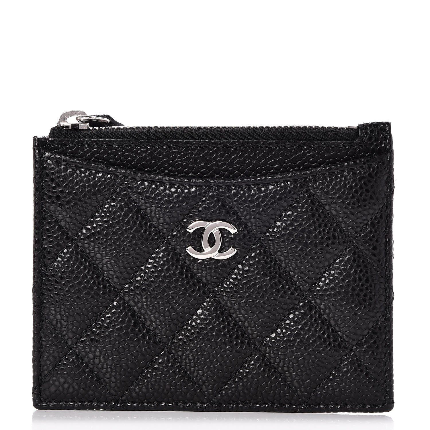 Chanel Caviar Quilted CC Zip Card Holder Black 1 of 8