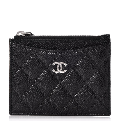Chanel Caviar Quilted CC Zip Card Holder Black 1 of 8