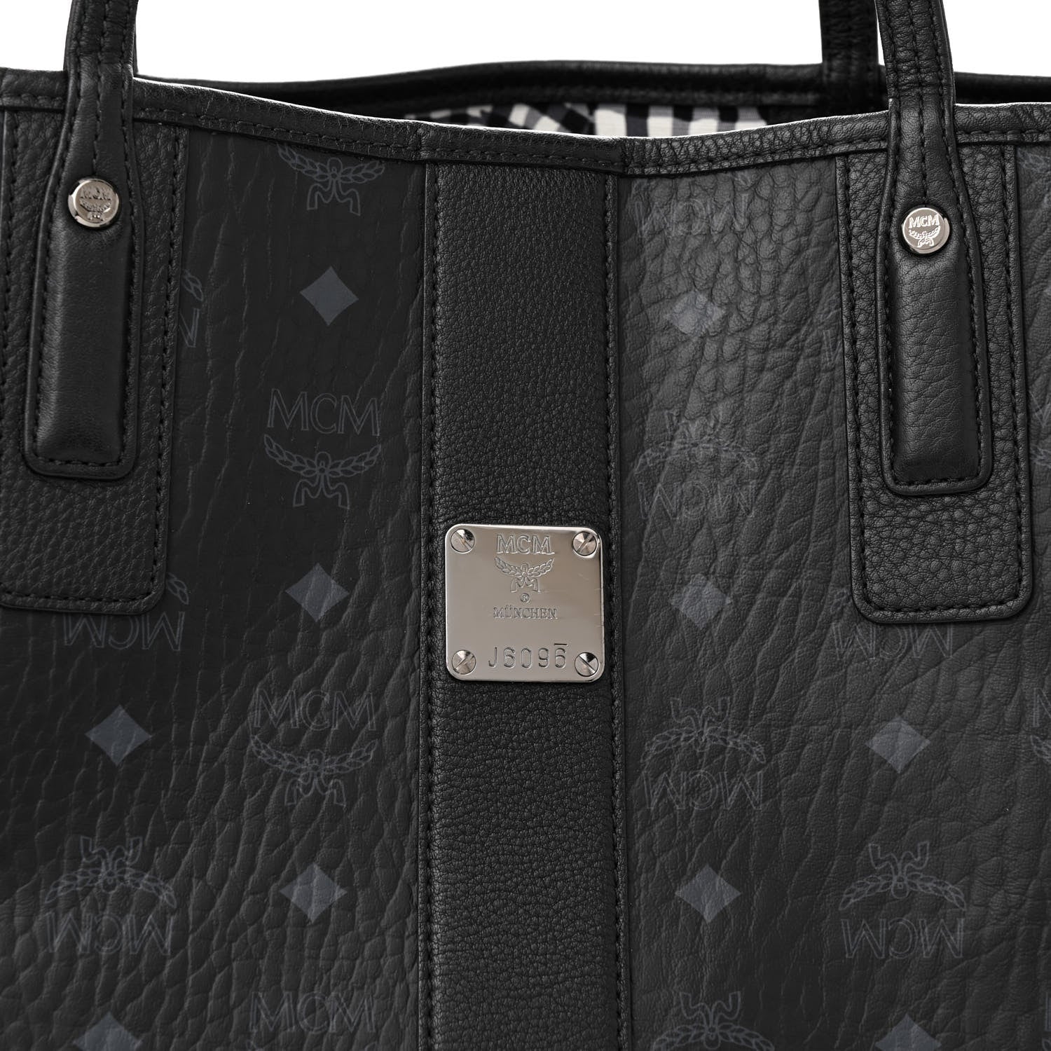 MCM Visetos Medium Liz Reversible Shopper Tote Black 10 of 18