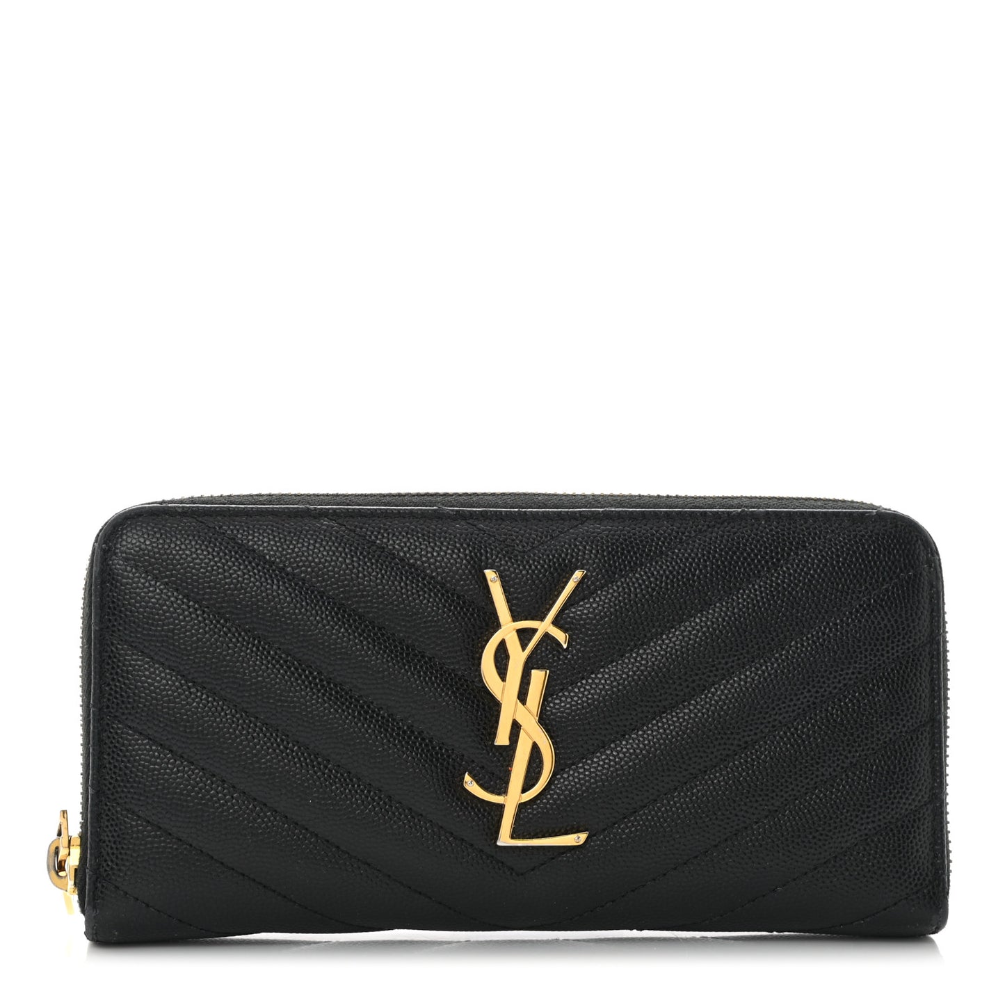 Grain De Poudre Matelasse Chevron Monogram Zip Around Wallet Black