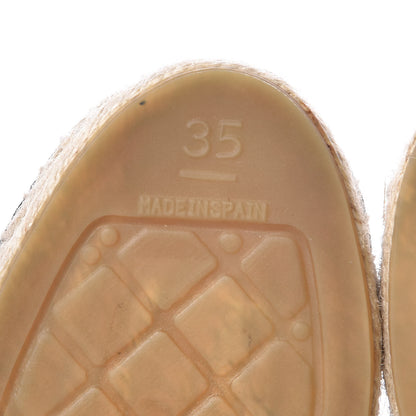 Chanel Lambskin Grosgrain Quilted CC Chain Espadrille Mules 35 Beige Black 7 of 10