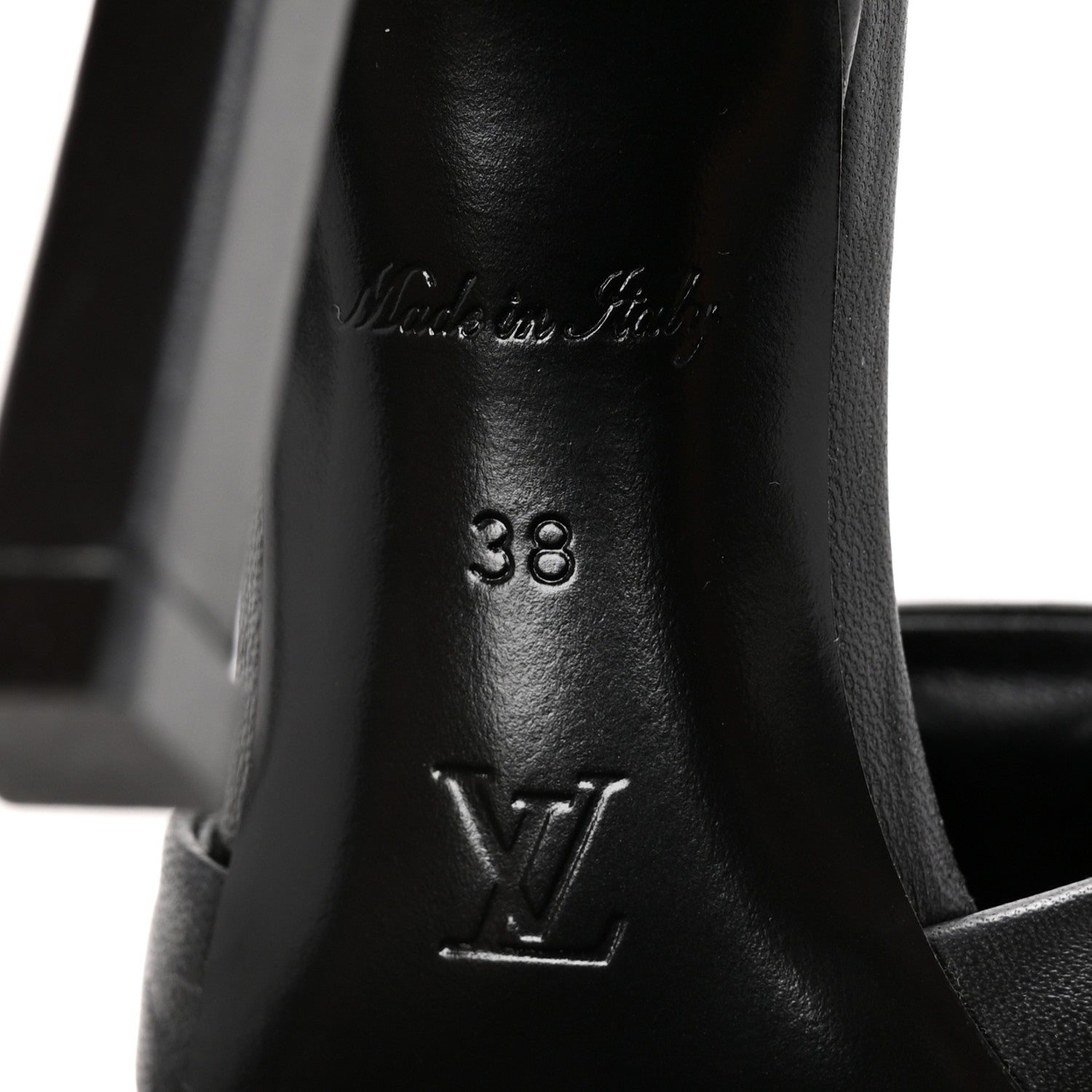 Louis Vuitton Lambskin Embossed Monogram Revival High Heel Mules 38 Black 8 of 12
