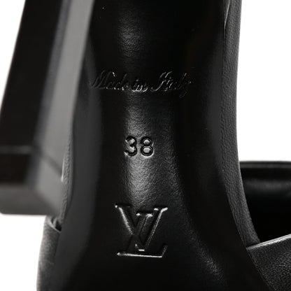 Louis Vuitton Lambskin Embossed Monogram Revival High Heel Mules 38 Black 8 of 12