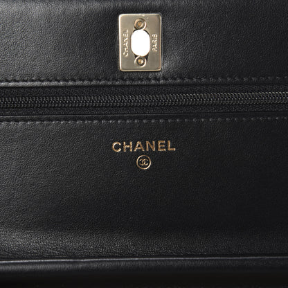 Chanel Velvet Quilted Pearl Crush Wallet On Chain WOC Black 8 of 12