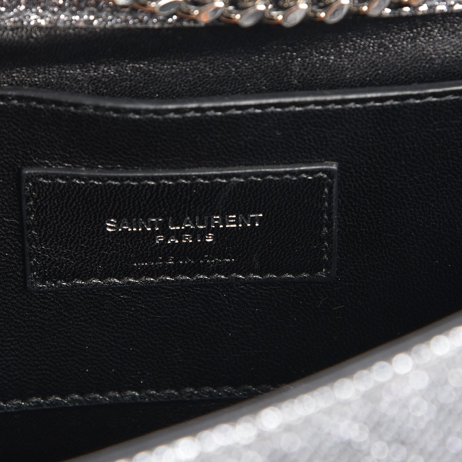 Saint Laurent Metallic Canvas Woven Medium Classic Monogram Kate Satchel Silver 6 of 6