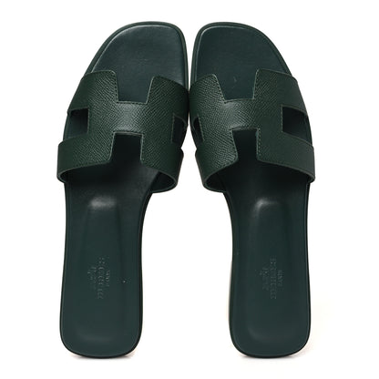 Hermes Calfskin Oran Sandals 40 Vert Viride 5 of 10
