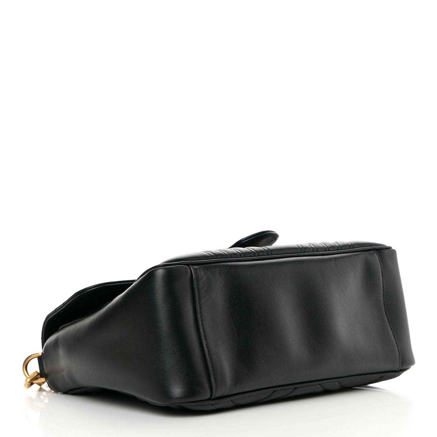 Gucci Calfskin Matelasse Small GG Marmont Top Handle Shoulder Bag Black 4 of 16